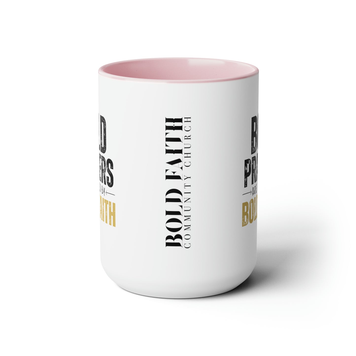 Bold Prayers Are Fueled by Bold Faith Two-Tone Coffee Mugs, 15oz