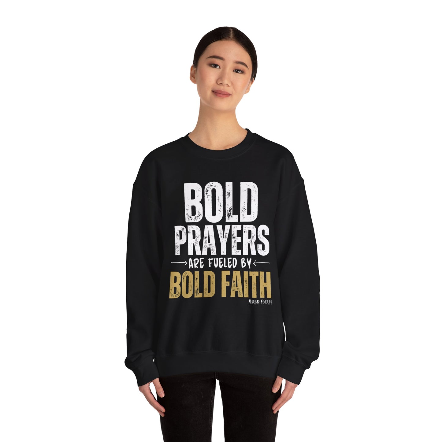 Bold Prayers Are Fueled by Bold Faith Heavy Blend™ Crewneck Sweatshirt