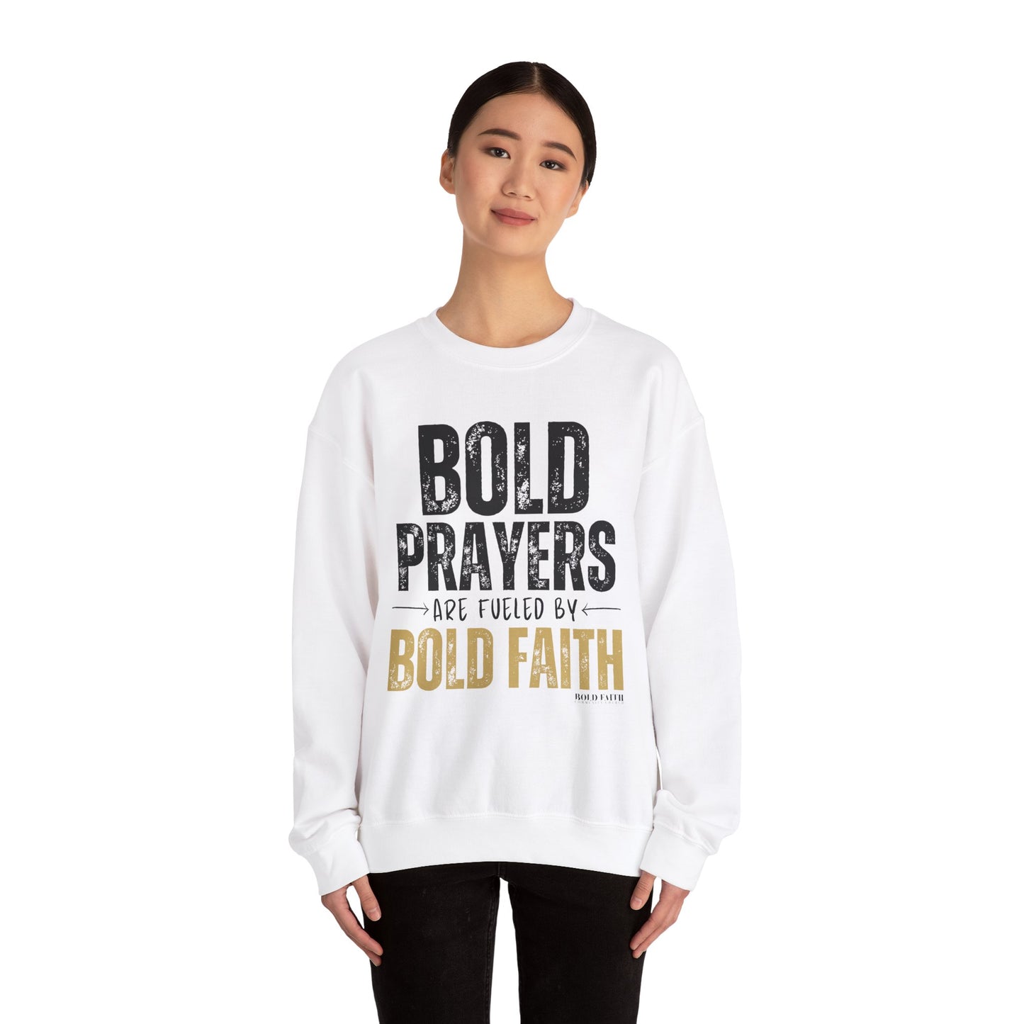 Bold Prayers Are Fueled by Bold Faith Heavy Blend™ Crewneck Sweatshirt